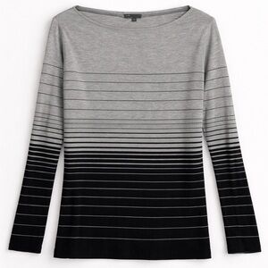 Vince Gray and Black Ombre Striped Long Sleeve Top